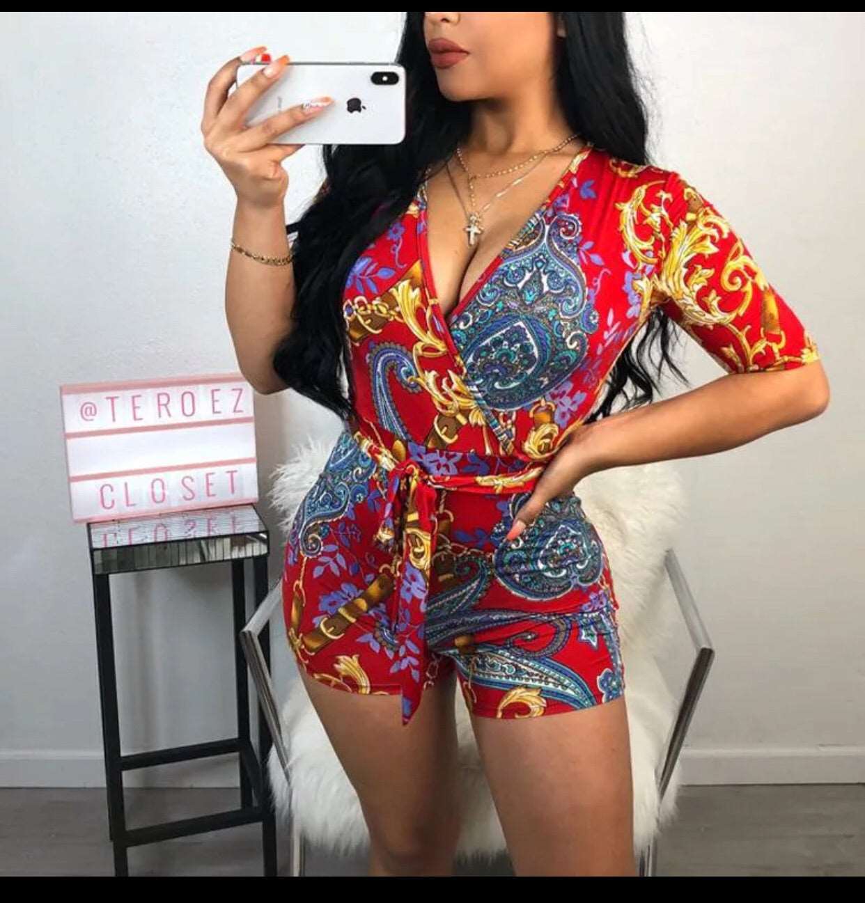 Women Jumpsuit Printed Deep - Youmibeautystore